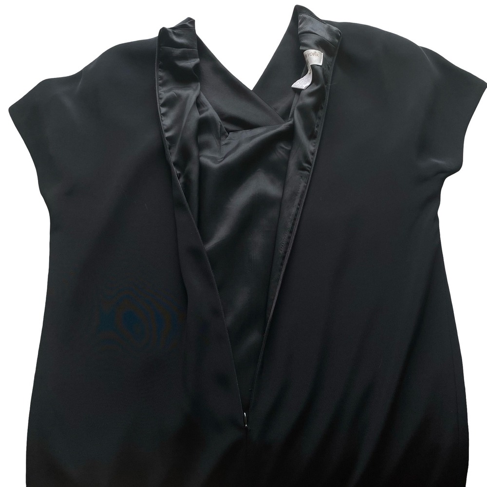 Jones New York Black V Neck Dress Satin Trim Cap Sleeve Women's Size 10 - Picture 7 of 11